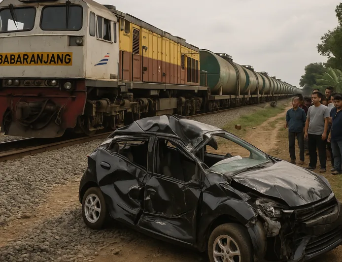Kecelakaan Mobil vs Kereta Babaranjang di Lampung Utara, Dua Pelajar Tewas