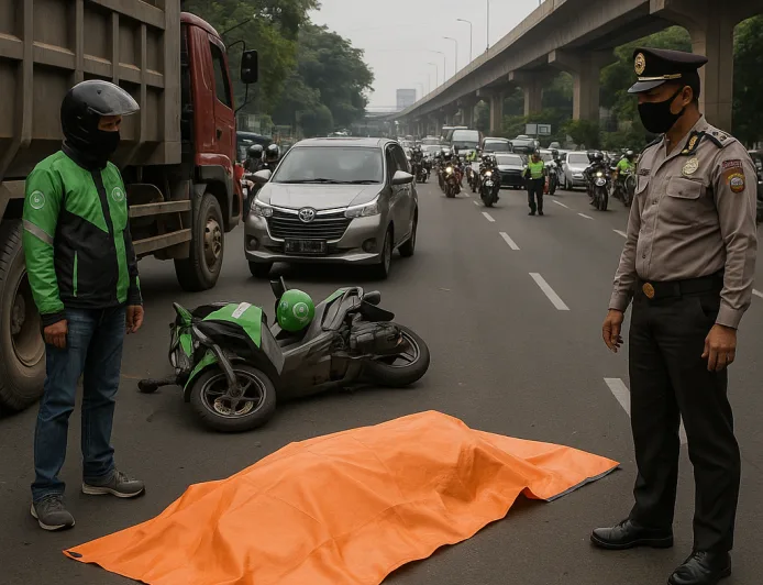 Pengemudi Ojol Tewas Diduga Terserempet Truk di Slipi, Ini Kronologinya