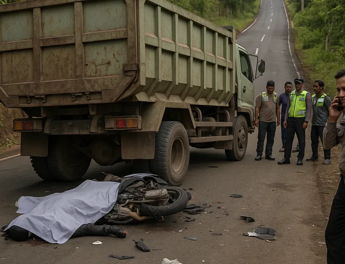 Truk Mundur di Tanjakan Pucangsari Semanu, Pengendara Motor Tewas Terlindas