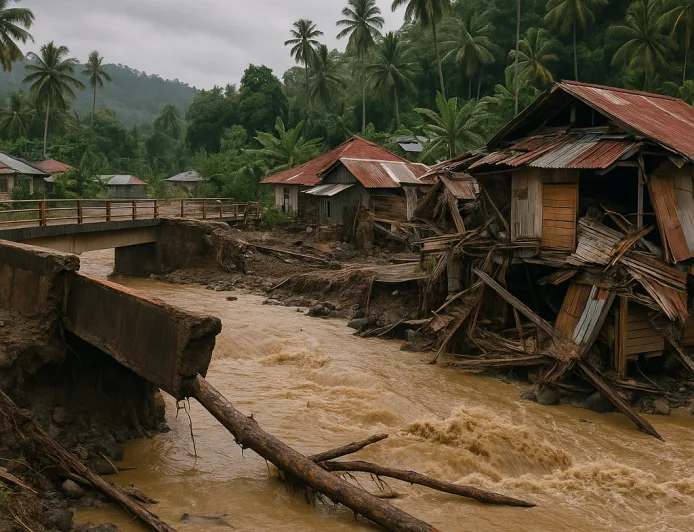 Banjir di Kampung Binala-Lelipang Sebabkan Dua Jembatan Putus dan Kerusakan Rumah