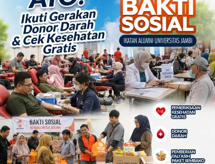 IKA UNJA Gelar Bakti Sosial dengan Donor Darah dan Cek Kesehatan Gratis