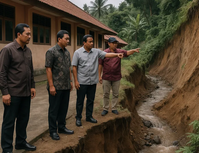 DPRD Karangasem Soroti Ancaman Longsor di SMPN 3 Bebandem, Penanganan Mendesak
