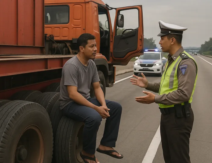 Truk Trailer Mogok di Tol Bocimi, PJR Berikan Edukasi Keselamatan untuk Sopir