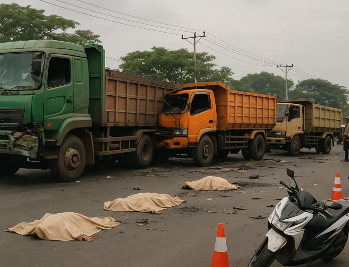 Kecelakaan Pasuruan: Trailer Tabrak 3 Truk dan Motor, 4 Tewas di Lokasi