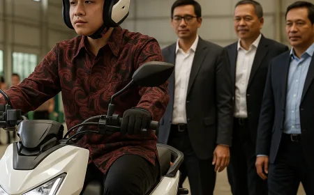 Gibran Jajal Motor Listrik Buatan Tangerang untuk Dorong Ekosistem EV Nasional