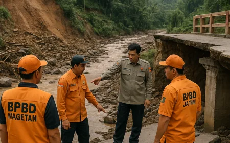 Verifikasi Pascabencana Longsor: BPBD Magetan Cek Kerusakan Infrastruktur Kritis