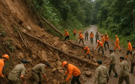 Longsor Tutup Jalan Nanggung-Jasinga, 20 Personel Sigap Buka Akses Kembali