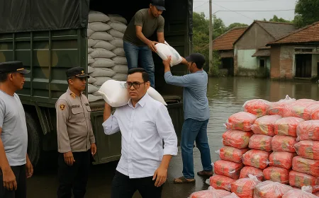 Pemkab Lamongan Salurkan 54 Ton Beras dan 9.700 Paket Sembako untuk Korban Banjir Bengawan Jero
