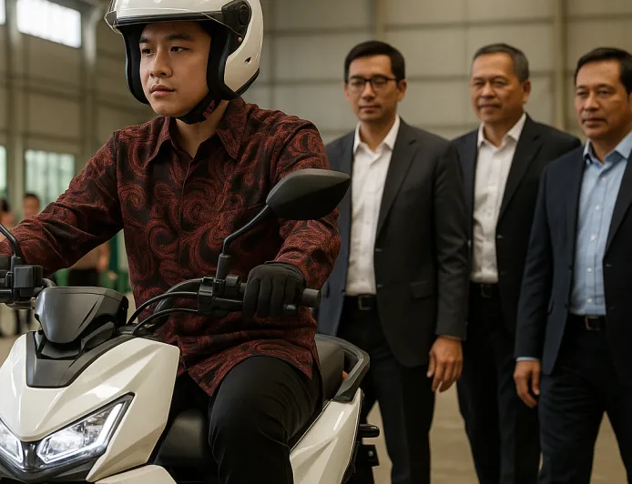Gibran Jajal Motor Listrik Buatan Tangerang untuk Dorong Ekosistem EV Nasional
